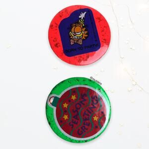 Vintage 80s Handmade Sticker Ephemera Pins